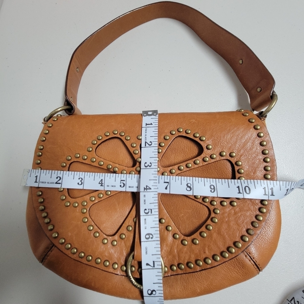 Michael Kors Vintage Studded Small Cognac Leather Saddle Shoulder Bag. - Picture 16 of 16